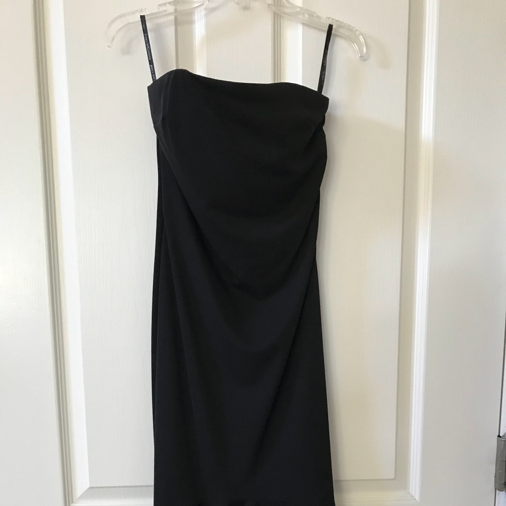 Black strapless cocktail dress